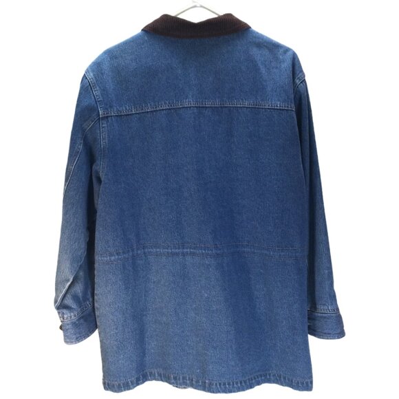 Denim & Co Womens L Jean Jacket Zipper-Front with3- Buttons  Pockets Draw String - Picture 13 of 14